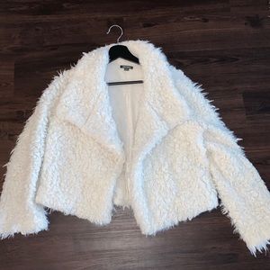 White Faux Fur Coat Jacket M